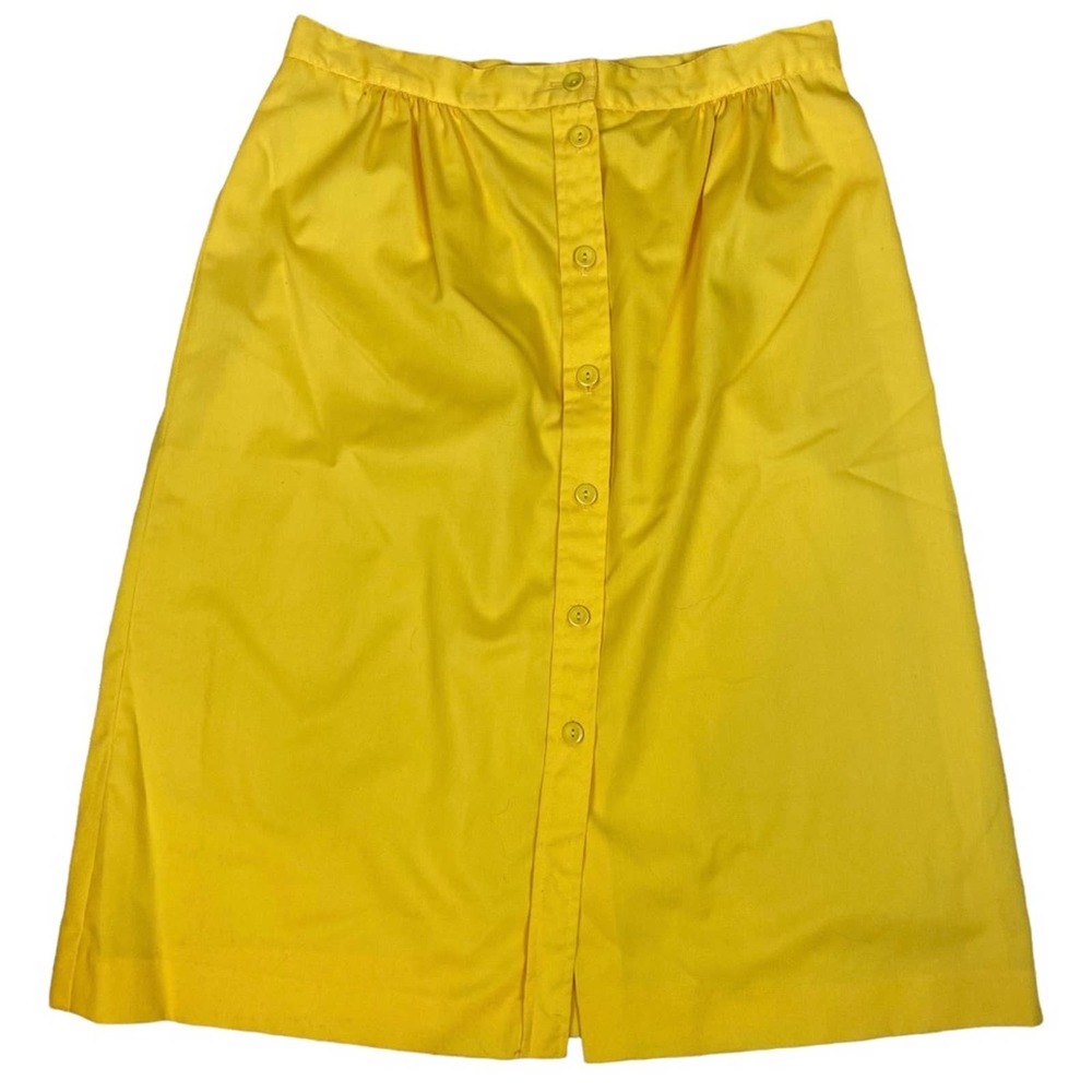 Vintage bright yellow A-line Pan-Her button front skirt size 15/16